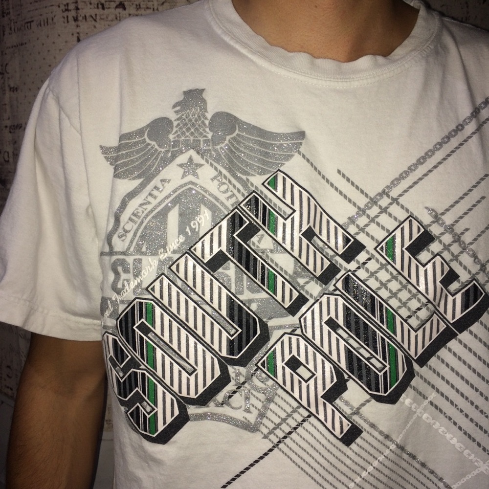 South Pole xl white design w/green black glitter